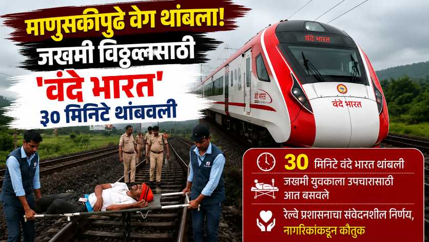 माणिकखांब येथे रेल्वे रुळावर अपघात, युवक गंभीर;  चक्क ‘वंदे भारत’ 30 मिनिटे थांबवली
